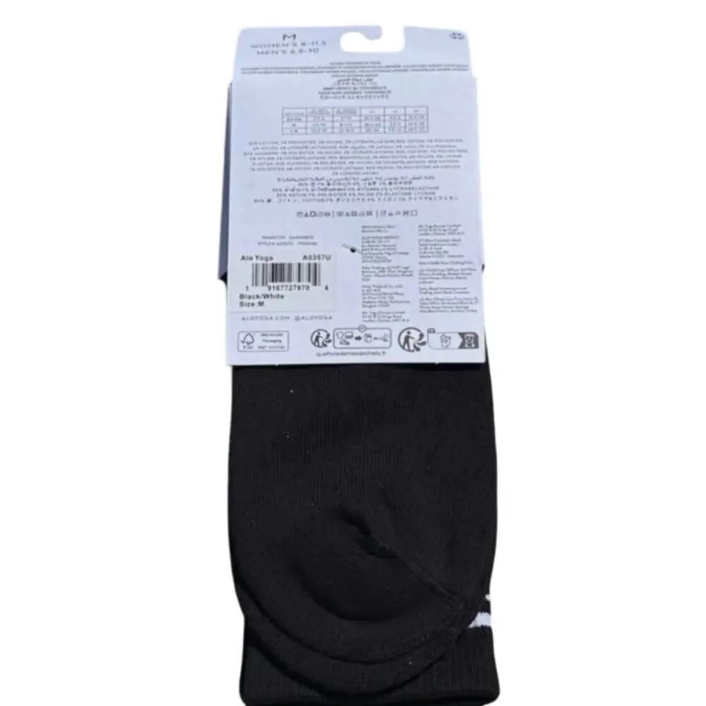 Alo Unisex Throwback Sock, Black & White, Medium, NWT